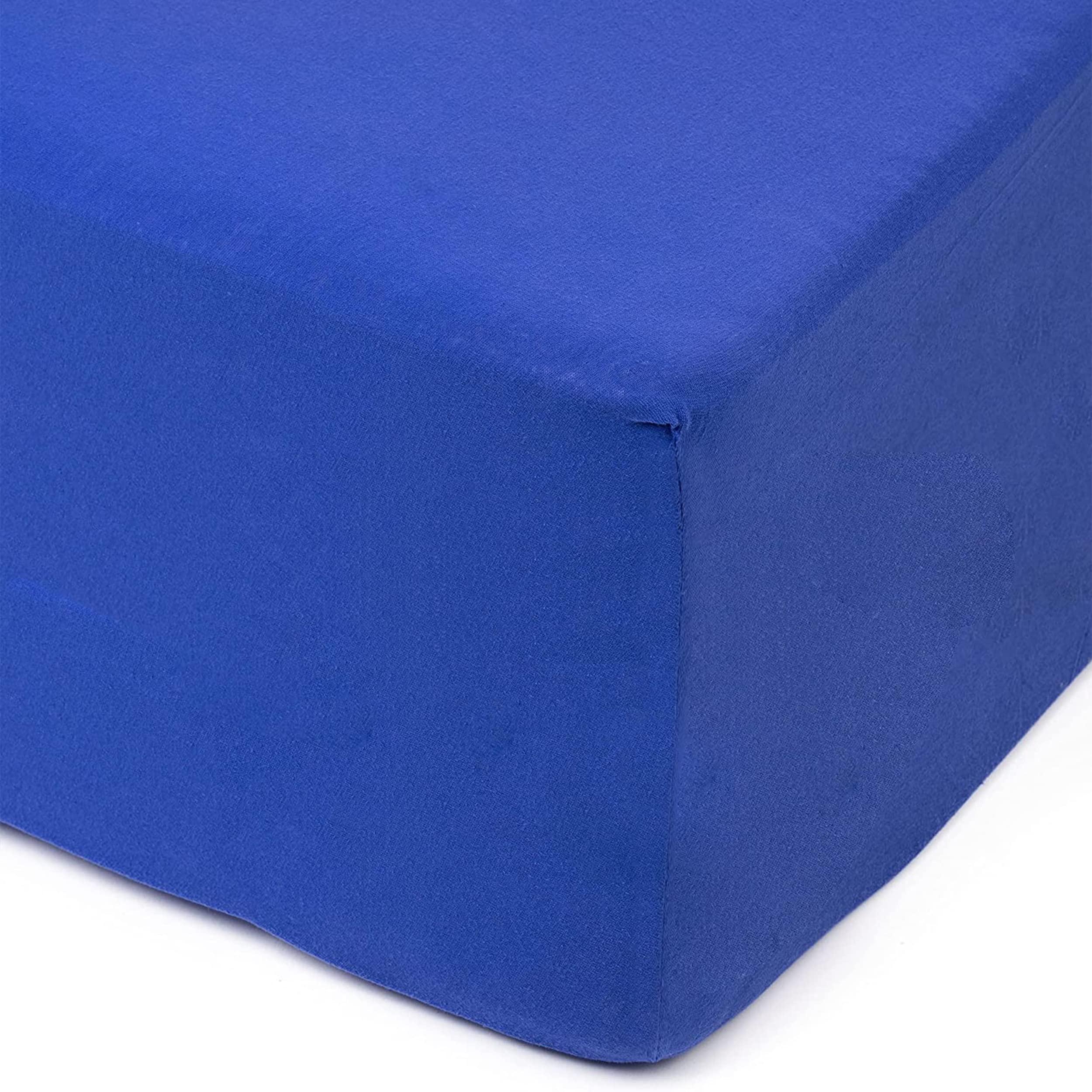 Amago - Fitted Sheet, 50 cm Pocket, 100 Percent Cotton, 200 x 200 cm - Blue