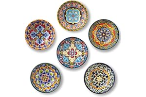 vancasso SIMI 2.7 Oz Ceramic Dipping Bowls Sets of 6, Bohemian Small Bowls for Sauce, 3 Inch Mini Appetizer Plates for Soy Sa