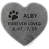 GraphicRocks Pet Memorial Headstone Grave Marker Gray Natural Stone Heart 8" for Your Dog Or Cat Personalized