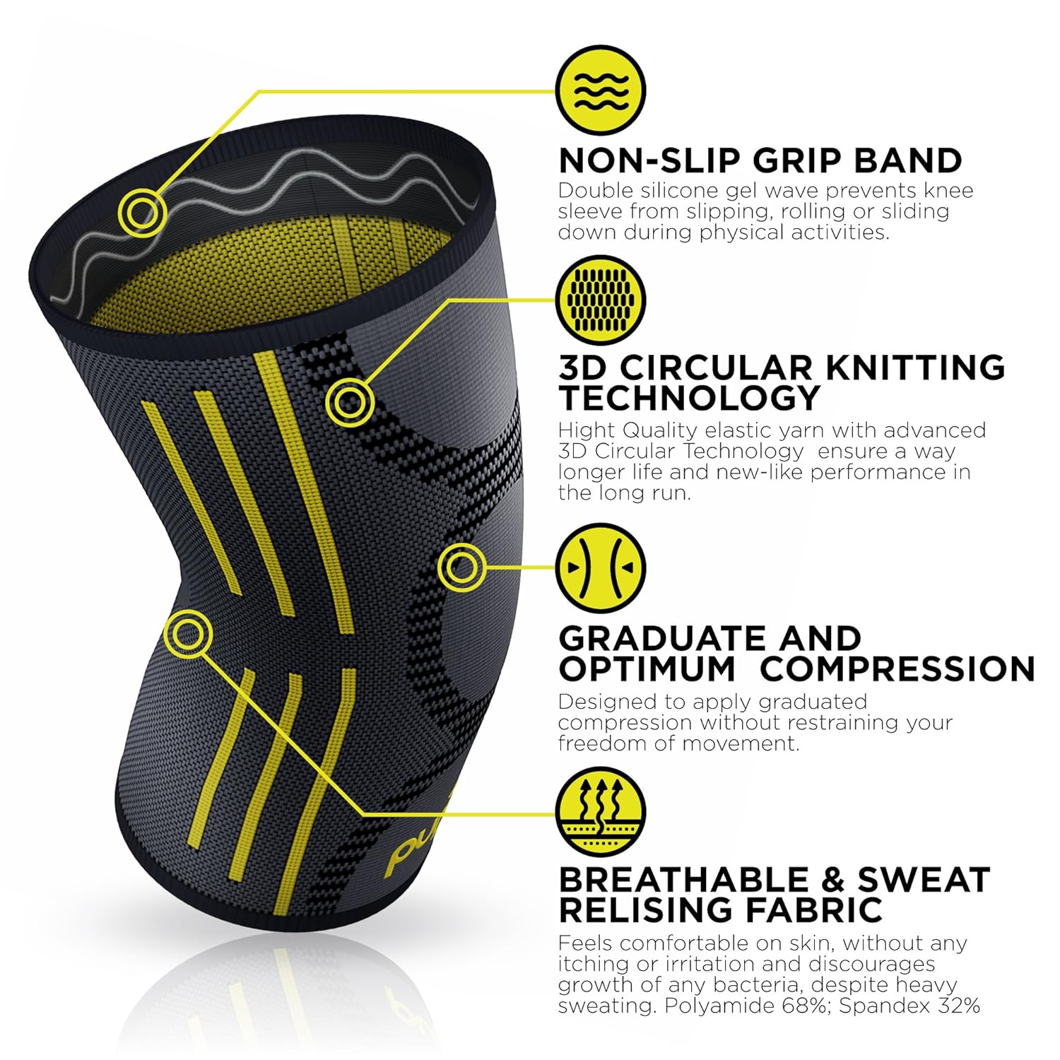 Amazoncom PURE SUPPORT Knee Brace Sleeve With Best Patella