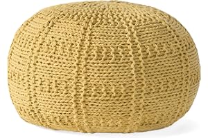Christopher Knight Home Yuny Handcrafted Knit Pouf - Cotton - Yellow