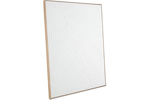 ZESSONIC White Abstract Wall Art for Living-room - Framed Geometry 3D Abstract Hand-painting Artwork Minimalism Contemporary Boho Decorative for Living Room, Bedroom - 28"x40"