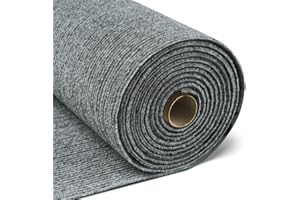 FunStick 24"x160" Large Carpet Squares Carpet Tiles with Padding Attached for Bedroom Living Room Dark Grey Non Slip Indoor O