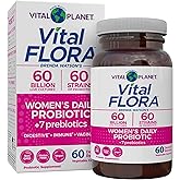 Vital Planet - Vital Flora Women’s Daily Probiotic 60 Billion CFU, 60 Diverse Strains, 7 Organic Prebiotics, Vaginal and Immune Support, Bloating, Digestive Health Probiotics for Women 60 Capsules