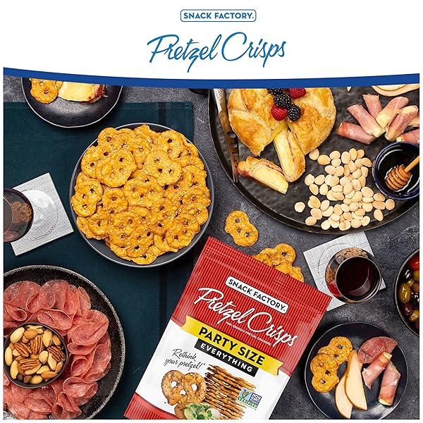 SNACK FACTORY EVERYTHING PRETZEL CRISPS, NON-GMO, 14 OZ PARTY SIZE BAG