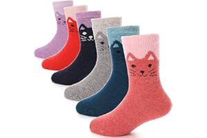 ANTSANG Kids Merino Wool Hiking Socks for Boys Girls Toddlers Thermal Winter Thick Warm Heavy Cozy Crew Boot Socks 6 Pairs