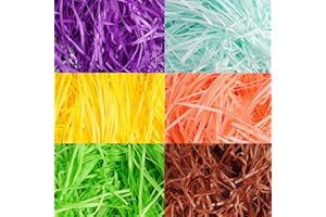 Uptotop 12oz 6 Colors Crinkle Cut Paper Shred Filler for Gift Wrapping Basket Filling, Easter, Valentine's Day, Birthday, Christmas, Thanksgiving, Wedding, Mother's Day(12 oz)