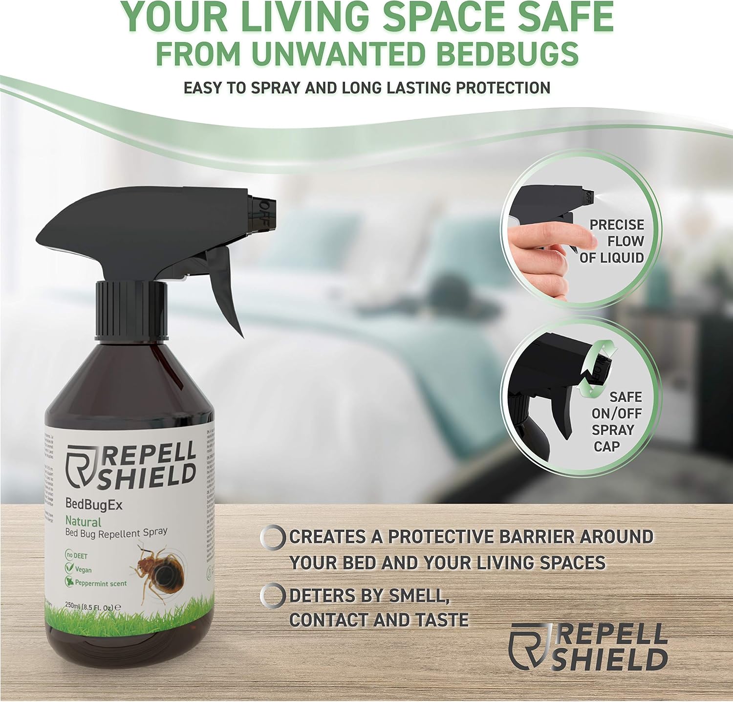 Bed Bug Spray by RepellShield, 250ml, Natural Bed Bug Repellent with Tea Tree Oil, Pet & Family Friendly, Protect Bedrooms - Image 5