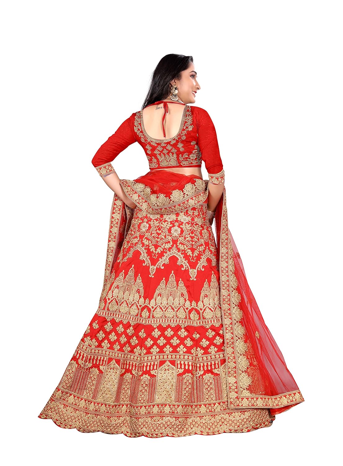 rozdeal women's taffeta silk lehenga choli (rdl129-sn71,red,free size)