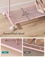 SONGMICS Clothes Rack on Wheels 74 cm Long with Storage Shelf Jelly Pink view 4