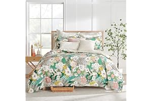 Levtex Home - Bettina Floral Duvet Cover - Full/Queen - Teal, Blue, Green, Mauve, Cream - Duvet Cover (92 x 96in.) - Cotton