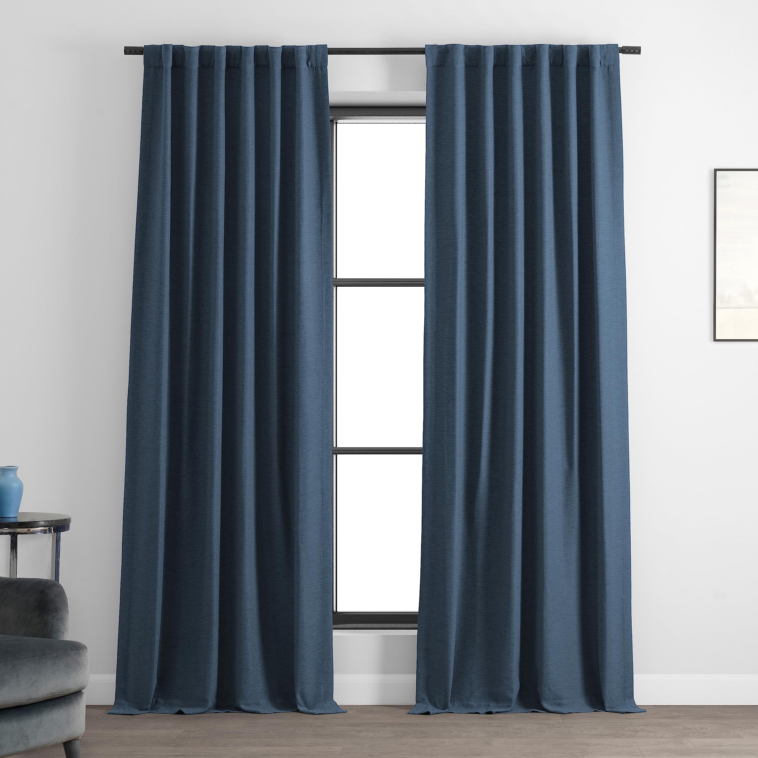 HPD Half Price Drapes Bellino Room Darkening Curtains 108 Inches Long Curtains for Bedroom & Living Room (1 Panel), 50W x 108L, Wild Blue