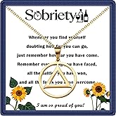 Yvesmillauly Bracelets Gold Sobriety Necklace for Women Men, Addiction Recovery Gift, Sober Gifts, AA Alcoholics Anonymous Jeweley
