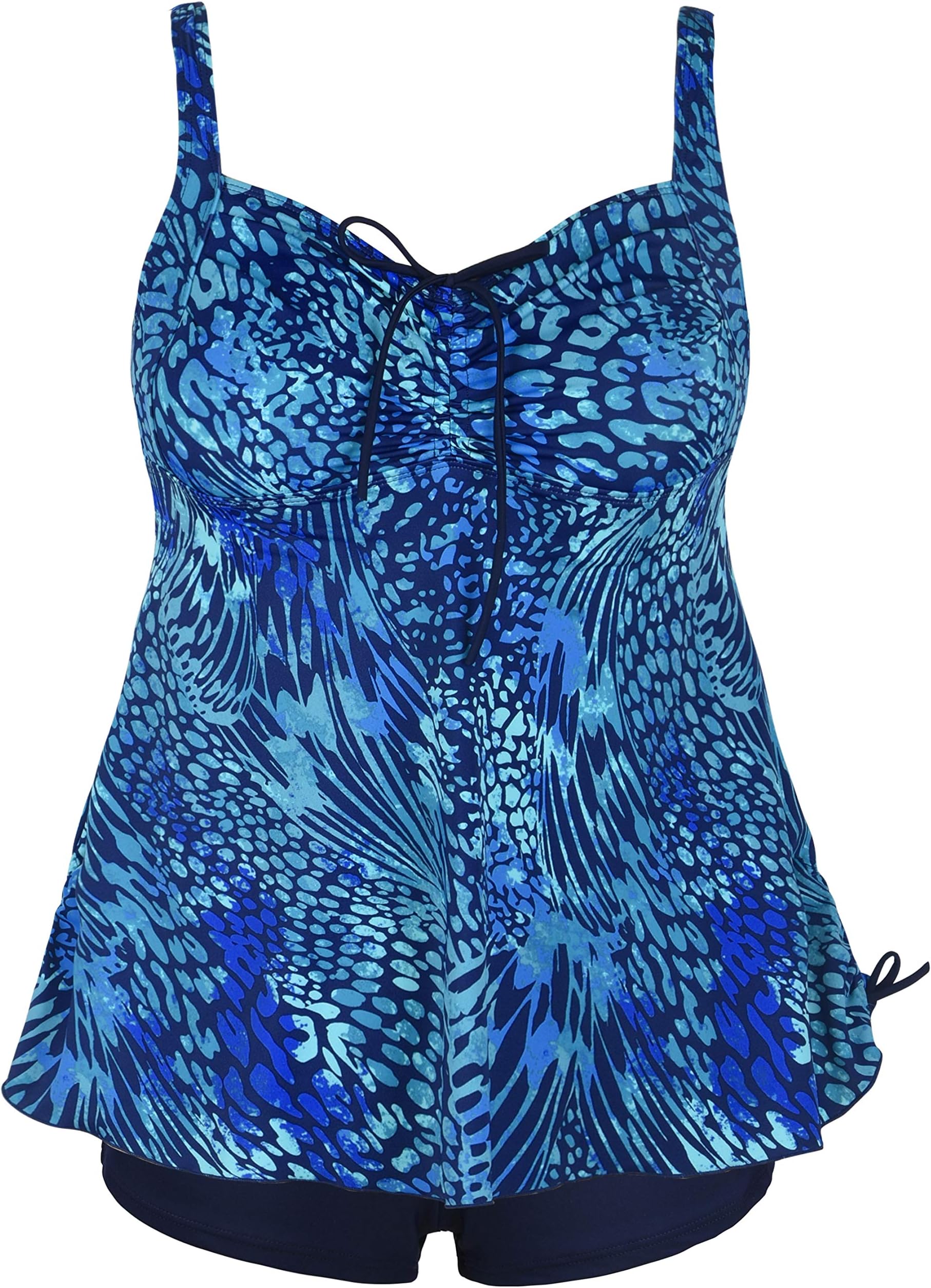 Septangle Women Plus Size Bathing Suits Paisley Print Two Piece Swimsuit Tankini Swimwear