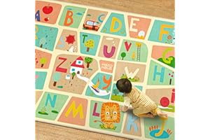 ABC Alphabet Rug for Nursery Room – 5x8 Baby Play Mat for Preschool, Washable Play Room Carpet, Soft & Safe Toddler Crawling 