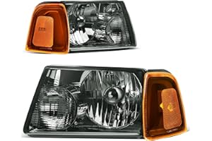 AUTOSAVER88 Headlight Assembly Compatible with Bumper Lights Compatible with 2001-2011 Ford Ranger + Corner light Chrome Housing Smoke Lens