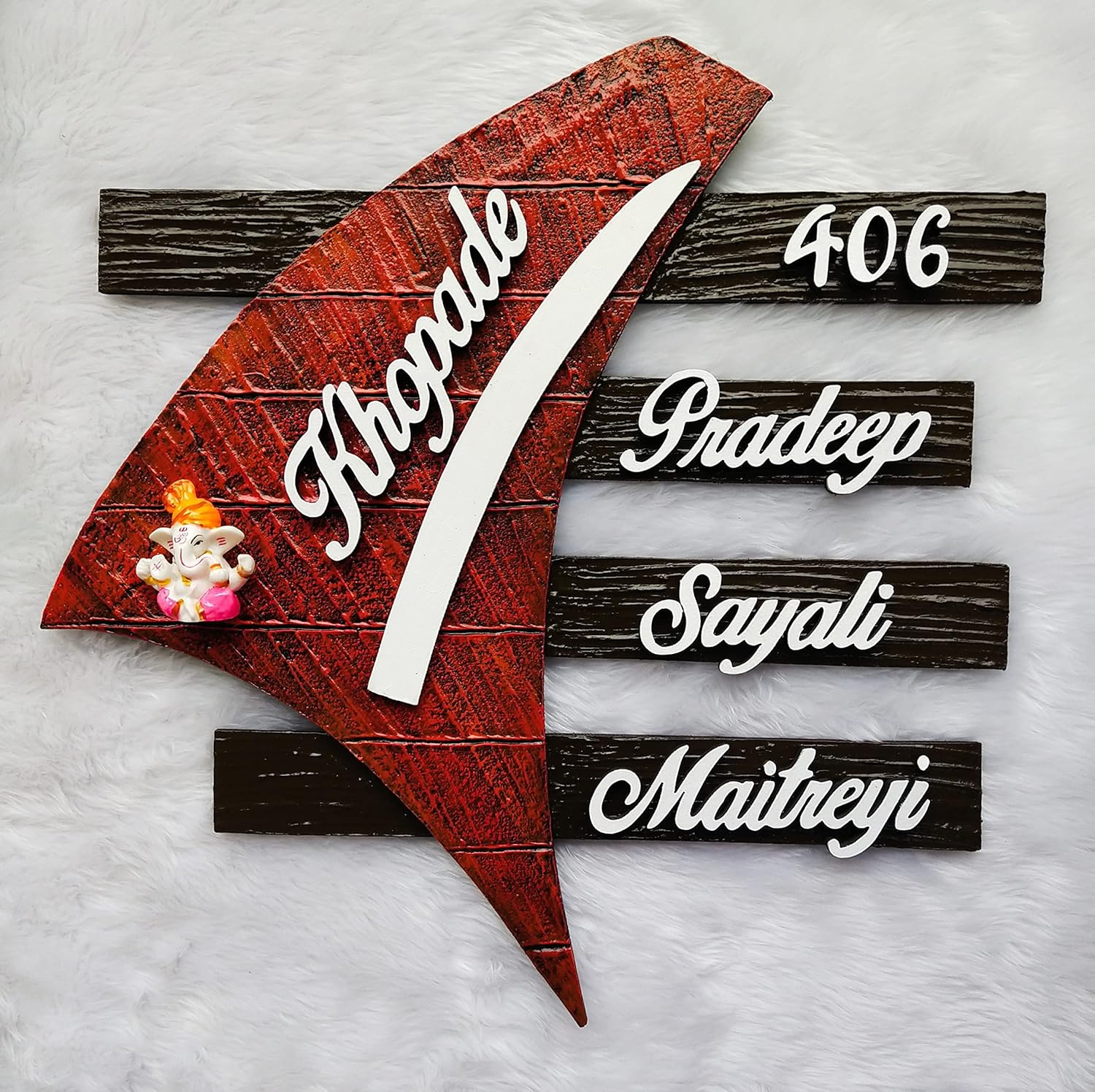 DoorSajawat Wooden Name Plate for Home Entrance/Home Door, Outdoor