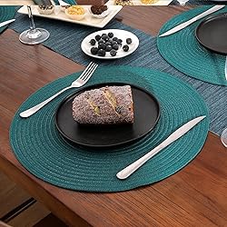 SHACOS Round Placemats Set of 6 Washable 15 inch