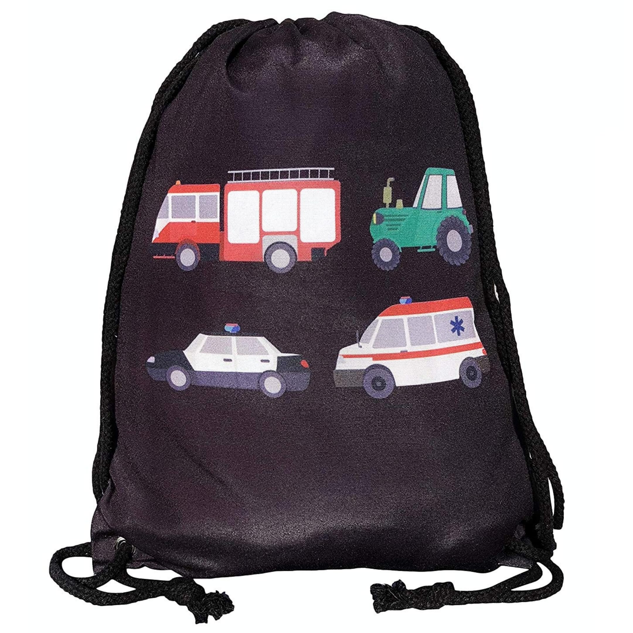HECKBO kids cars car gym drawstring bag - 40x32cm - 12.6" x 15.8" - Lightweight string bag - kindergarten daycare crèche school football - children kids girl boy backpack, sports bag, fabric bag