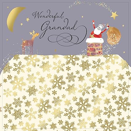 Twizler Happy Christmas Card Per Nonni Con Lamina Dorata Babbo Natale Renna E Fiocchi Di Neve