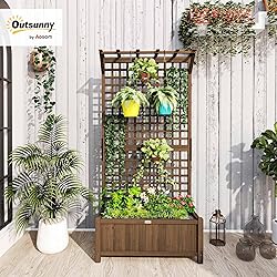 Outsunny Wood Planter with Trellis for Climbing