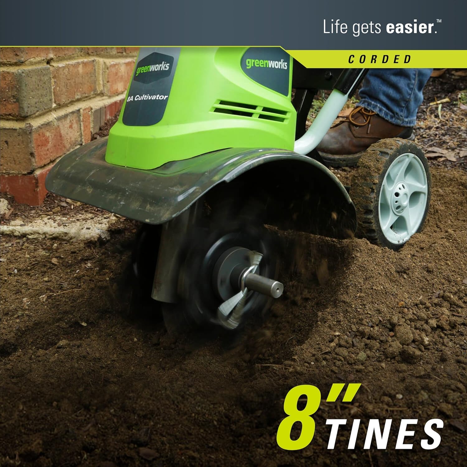 Greenworks 8 Amp 10-Inch Corded Tiller, 27072 : Power Tillers : Garden & Outdoor