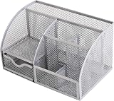 EXERZ Desk Organiser Mesh Desk Tidy Caddy Pen Holder 7 Compartments Silver Grey view 5