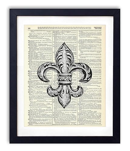 Amazon Com Fleur De Lis Vintage Upcycled Dictionary Art Print 8x10 Handmade