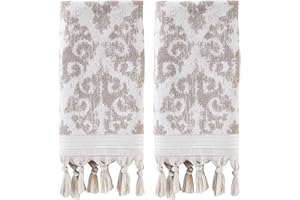 SKL Home Mirage Fringe 100% Turkish Cotton Hand Towel (2-Pack), Taupe , 16x26 in