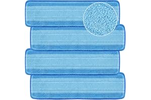 SUOUNDEY 4 PCS Replacement Mop Pads, Microfiber Cleaning Mop Compatible with Bona Mop, Washable & Reusable Mop Refill Pads for Hardwood Floor,18 Inch, Blue