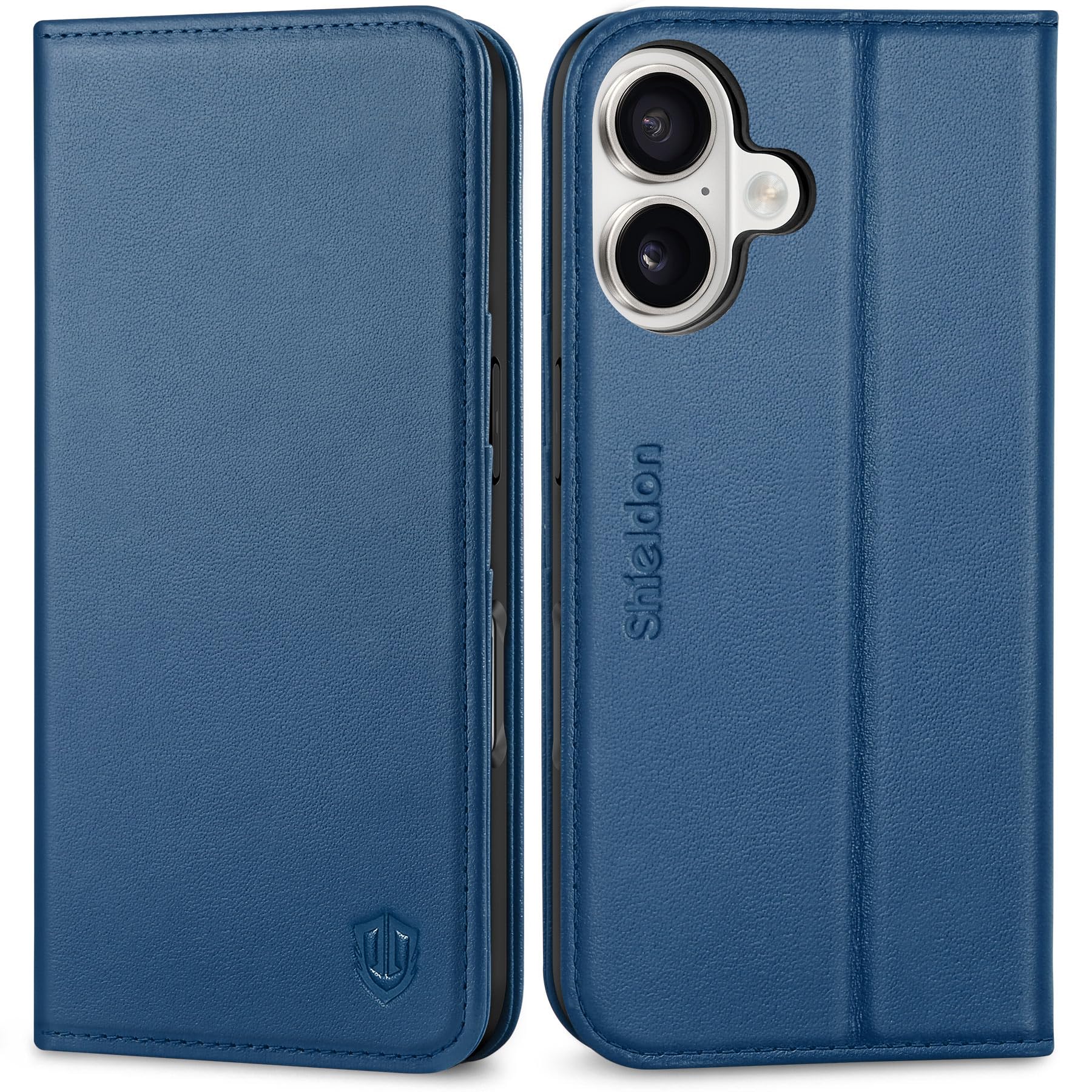 Photo 1 of SHIELDON Genuine Leather Wallet Case for iPhone 17 5G 6.3-inch 2025 | RFID Blocking Credit Card Holder | Foldable | Magnetic | Kickstand | Shockproof Cover for Men Women | Royal Blue
