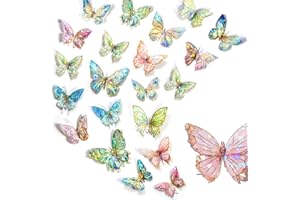 Aromoty Butterfly Stickers Set Ice Crystals Holographic Shiny Transparent Resin Waterproof Stickers Decals (80 Pieces with 4 Themes) for Scrapbooking Supplies Junk Bullet Journals Daily Planner Laptop