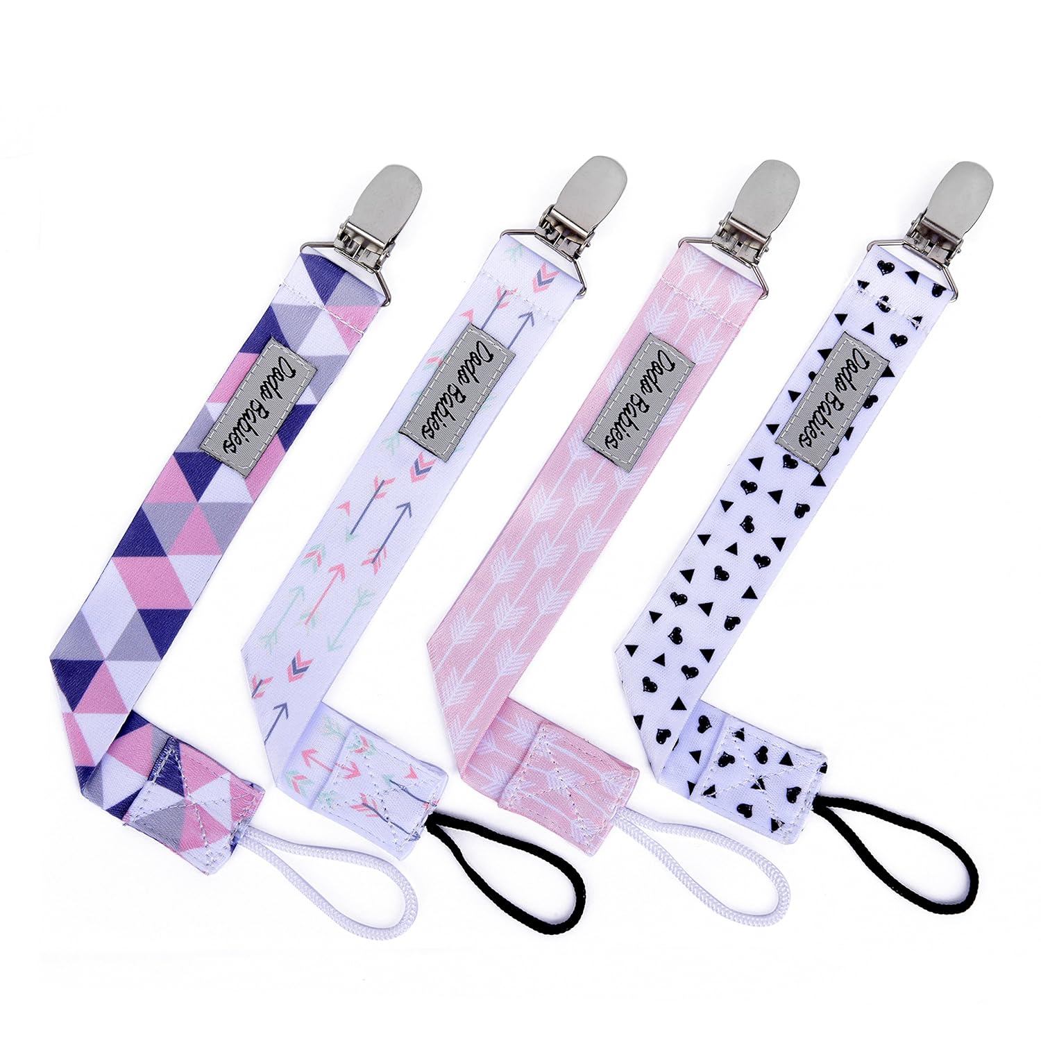 Pacifier Clip by Dodo Babies Pack of 4 + Pacifier Case, Premium Quality for Girls Modern Designs Universal Holder Leash for Pacifiers, Teething Toy or Soothie, Baby Shower Gift Set : Baby