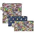 Bumkins Nintendo Reusable Sandwich and Snack Bags, for Kids School Lunch and for Adults Portion, Washable Fabric, Waterproof Cloth Zip Bag, Travel Pouch, Food-Safe, 3-pk Super Mario