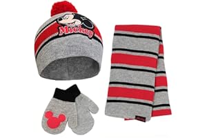 Mickey Mouse boys Toddler Winter Hat, Scarf & Mittens Set for Ages 2-4 Or Hat, Scarves & Kids Gloves Sets for Ages 4-7