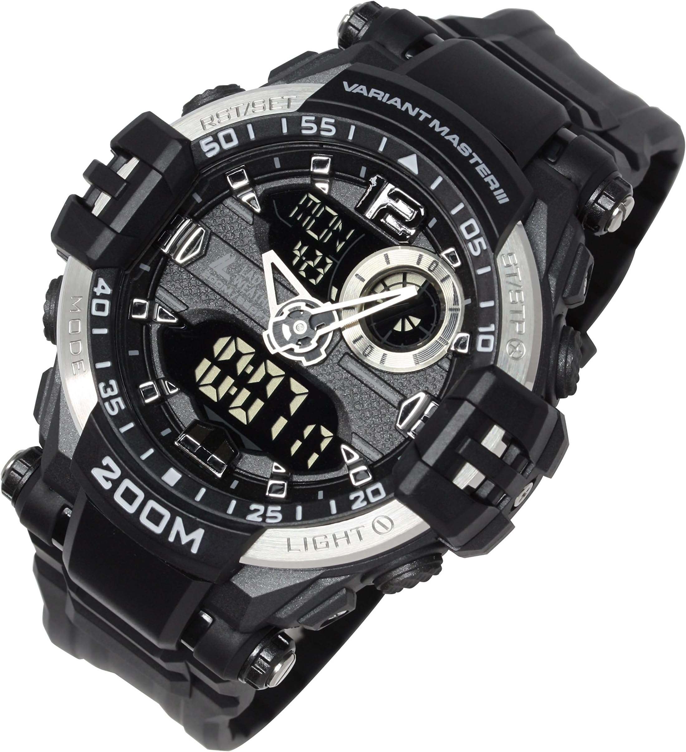 Analog - Digital Watch 660 ft Waterproof Stopwatch Timer Alarm World time Naval Camouflage Combat