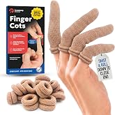 75 Pack Cotton Finger Cots, Finger Protectors Sleeves for Cuts, One Size | Tubular Breathable Sleeves (no sweating), Dual Layer Protection, Closed Fingertip Cover, Gauze, Nail Protectors