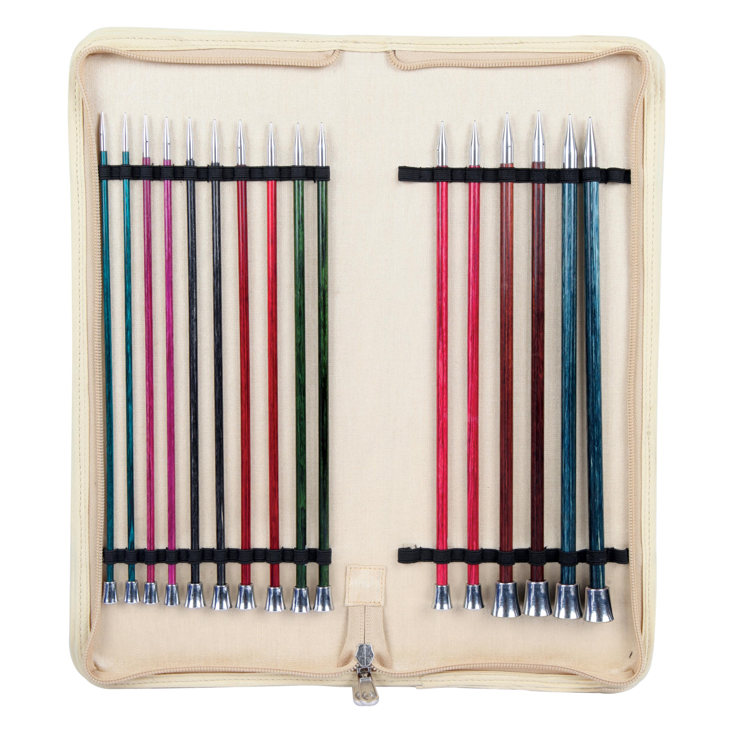 KnitPro Royale: Knitting Pins: Single Ended: Set (35cm), Birchwood, brass, Multi-Colour