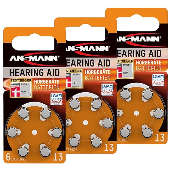 ANSMANN Hearing Aid Batteries Size 13 Orange Zinc Air Amazon.co.uk