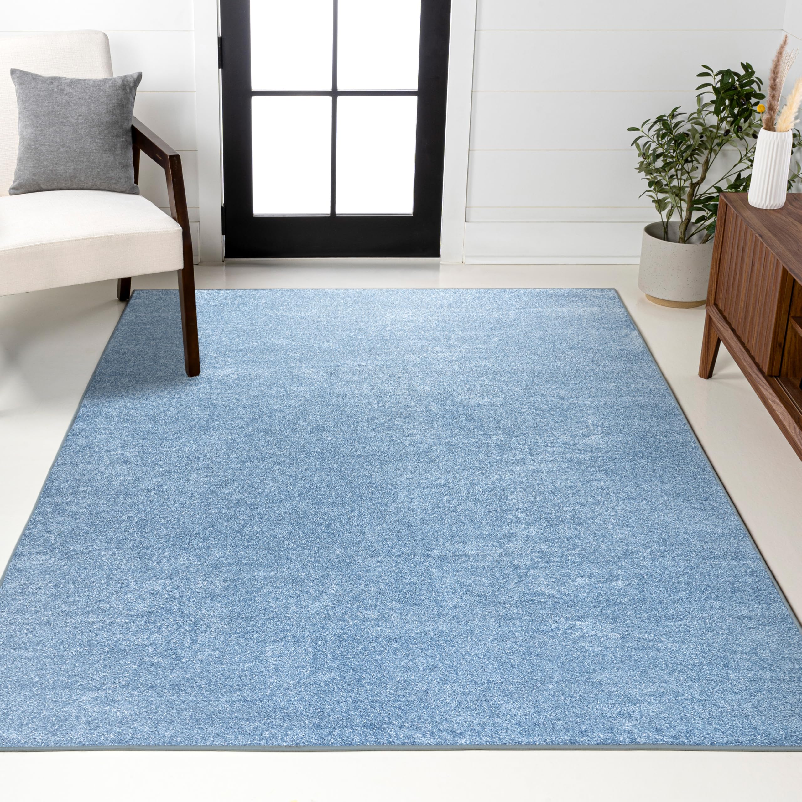 Photo 1 of JONATHAN Y Haze Solid Low-Pile Classic Blue Indoor Area Rug 10x14, Coastal,Bohemian,Minimalist,Classic, Easy-Cleaning for Living Room,Bedroom,Kitchen,Pet Friendly,Non-Shedding (SEU100F-14)