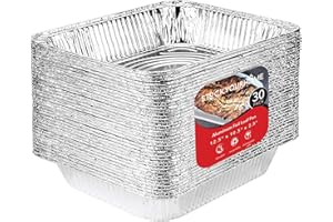 Stock Your Home Aluminum Pans 9x13 Disposable Foil Pans (30 Pack) - Half Size Steam Table Deep Trays - Tin Foil Pans Great for Cooking, Heating, Storing, Prepping Food
