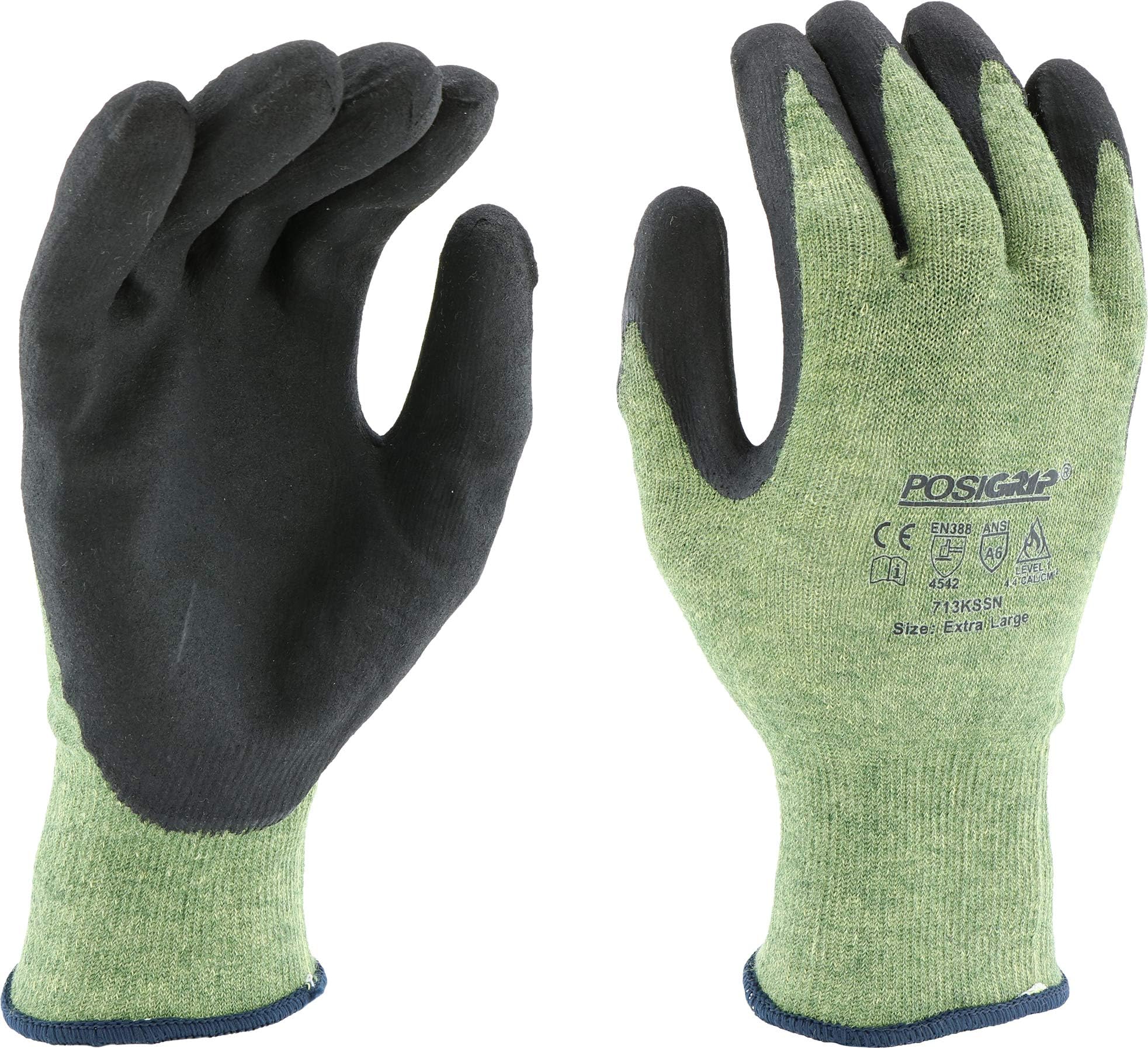 West Chester 713KSSN Kevlar/Steel Cut Resistant Gloves – [Pack of 12] Green, Medium, Work Gloves with Micro Foam Nitrile Palm Coating
