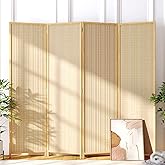 JOSTYLE Room Divider 4 Panel Folding Privacy Screen, Woven Bamboo, Wooden | 6 ft. Tall, Extra Wide, Japanese style, Freestanding partition wall, Room Separator, No assembly, Bedroom, office 71"H 80"W