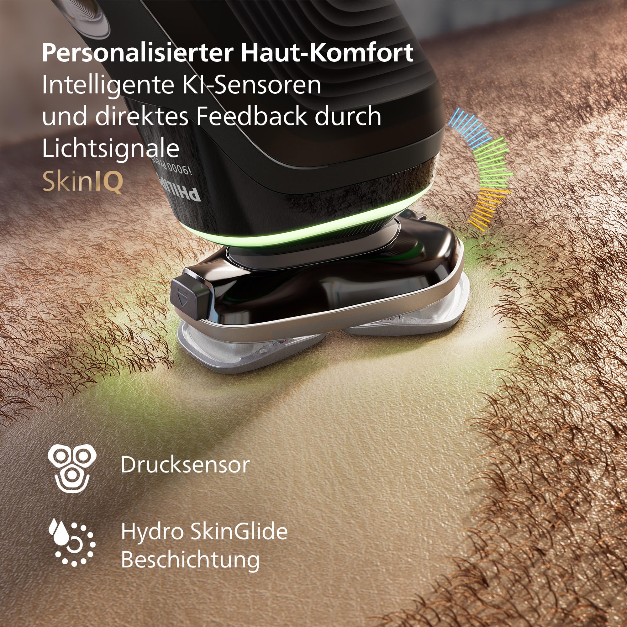 Philips Rasierer i9000 Prestige, elektrischer Nass- und Trockenrasierer für Herren mit integriertem Trimmer, schwarz, Drucksensor, Reinigungsstation, Ladestation und Reiseetui (Modell XP9207/30) 6