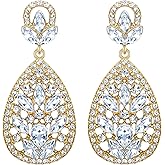 EleQueen Women's Wedding Bridal Austrian Crystal Bohemia Teardrop Chandelier Dangle Earrings