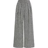 PRETTYGARDEN Casual Women's Pants 2026 Elastic Waist Palazzo Long Pajama Wide Leg Trousers Knit Fall Outfits with Pockets