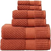 NY Loft 100% Cotton Towel Set 6 Piece Towel Set | Super Soft & Absorbent Quick-Dry 2 Bath Towels 2 Hand Towels & 2 Washcloths |Textured and Durable Cotton | Trinity Collection (6 Piece Set, Clay)