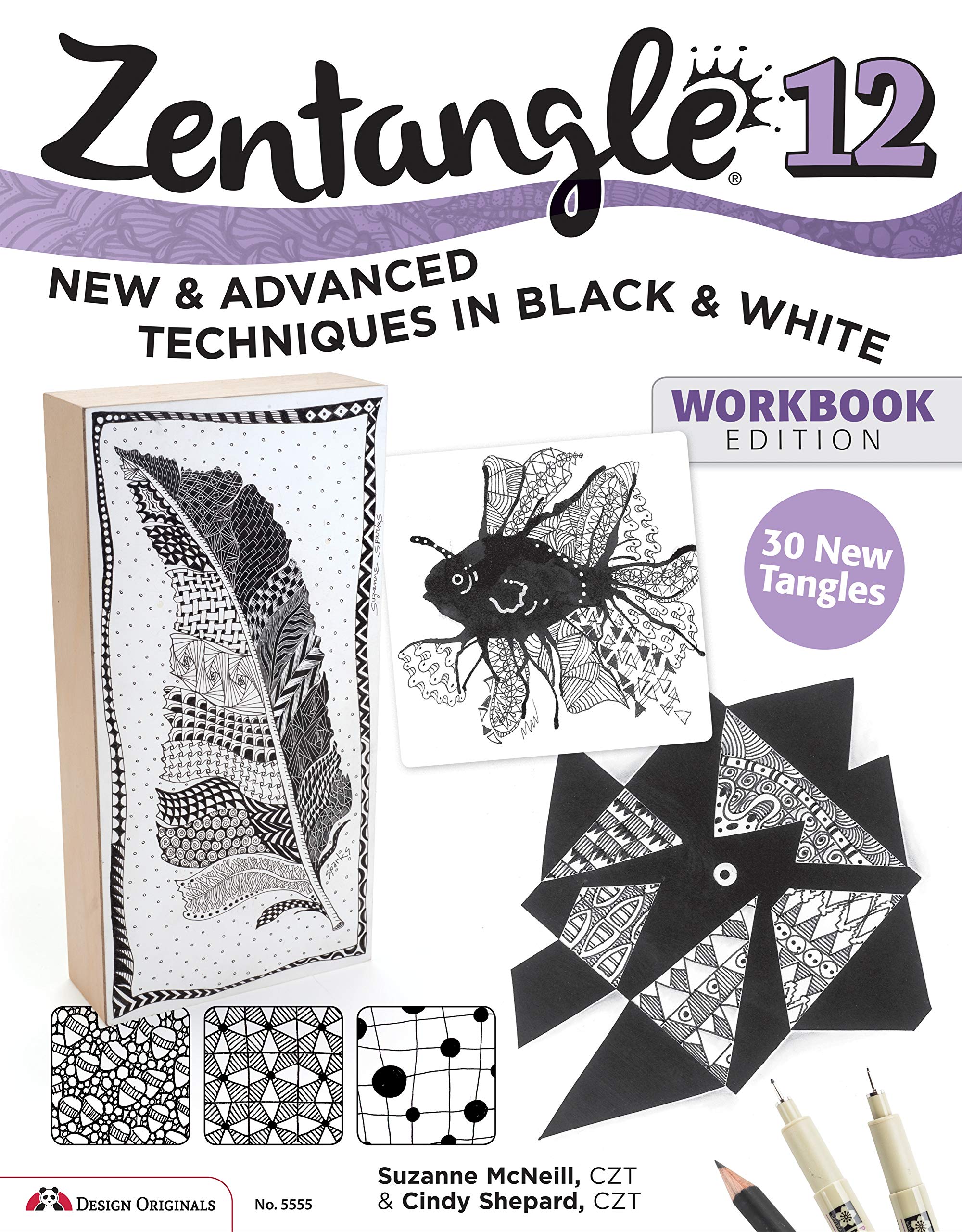 Design Originals Zentangle 12, Workbook Edition: New and Advanced Techniques in Black and White,0.22x21.59x27.3 cm