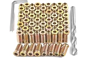 PGMJ 80 Pcs M6 Threaded Insert Nuts Furniture Screws - Hex Socket Drive Metric Thread Repair Kit, Bolts Fastener Connector for Furniture Screws and Bolts (M6x25mm)