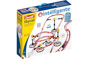 Quercetti Roller Coaster mini rail Set -150pc, 8 meters, Kids ages 6-12, Building Blocks for Marbles Game Maze Tracks , Red